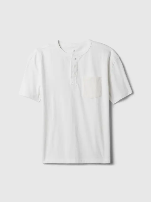 Άσπρη Παιδική Vintage Henley Μπλούζα optic white