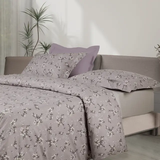 Σετ Παπλωματοθήκη 220x240 Υπέρδιπλη Happy Das Home 9684 Taupe-Grey 100% βαμβακερό