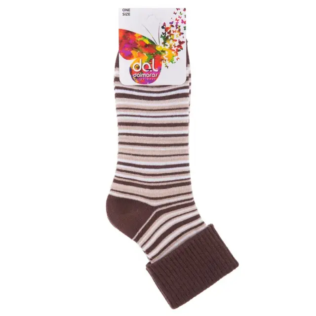 Γυναικείες πετσετέ ριγέ κάλτσες Dalmaras Socks 210 One Size Καφέ