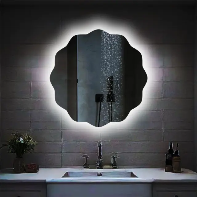 Stewehome Πολύγωνος Καθρέφτης με LED Φωτισμό 70x70 cm