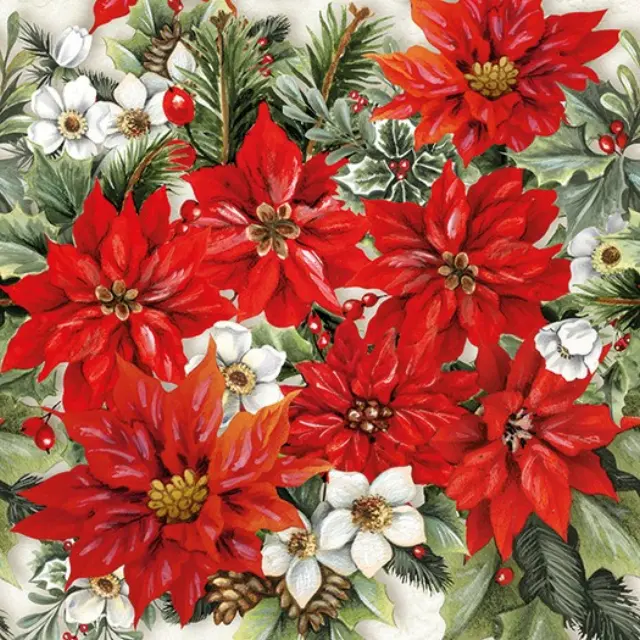 Χαρτοπετσέτα για Decoupage, Pointsettia All Over, 1τεμ.