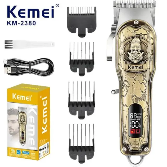 Kemei Επαναφορτιζόμενη Κουρευτική Μηχανή Χρυσή KM-2380 2