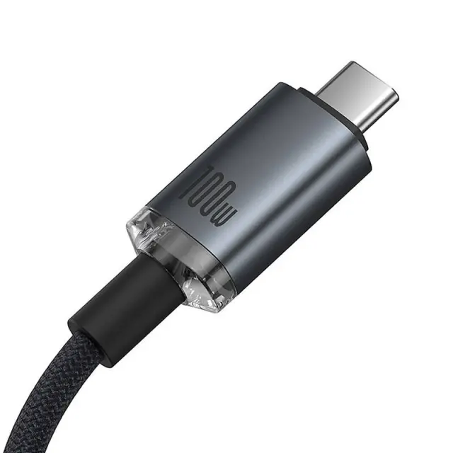 Καλώδιο γρήγορης φόρτισης Baseus Crystal Shine USB-C σε USB-C 100W, 1,5m, 20Gb (μαύρο) 3