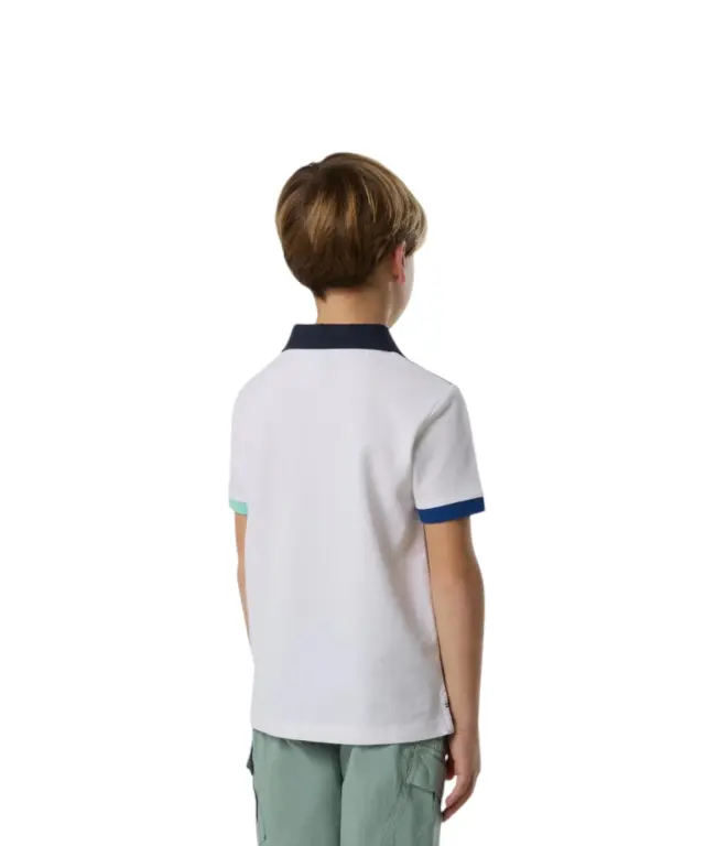 North Sails - Παιδικό Κοντομάνικο Μπλουζάκι Polo Mismatch Cuffs 794491-000-0101 Λευκό 3
