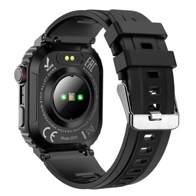 Smartwatch Bluetooth 2.01 ιντσών με λειτουργία κλήσεων και καρδιακού ρυθμού Μαύρο BD9 2