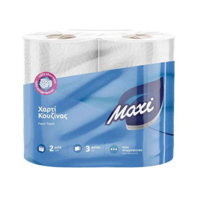 Maxi Χαρτί Κουζίνας 2 Ρολά 3 Φύλλων (350gr/Ρολό)