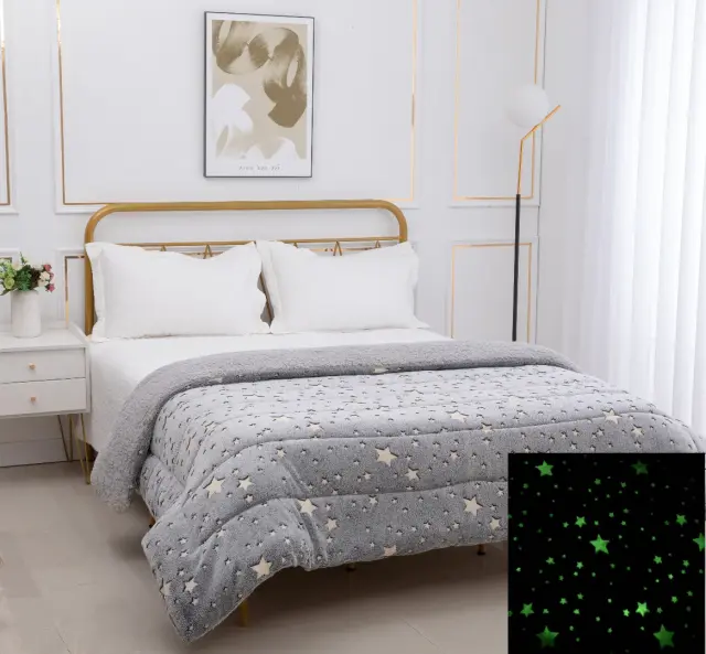 Παιδικό φωσφοριζέ κουβερτοπάπλωμα star (170cm x 220cm) γκρί - -