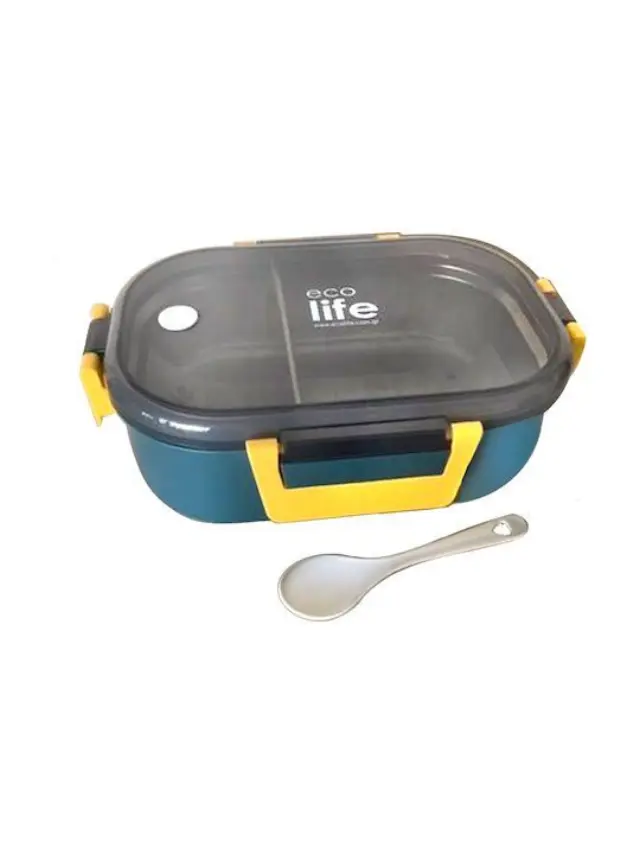 Ecolife® -Πλαστικό Δοχείο Φαγητού με Χώρισμα 900ml- Μπλε (33-BO-9069).