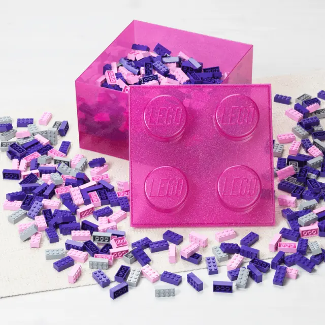 LEGO Τουβλάκι Κουτί Αποθήκευσης Ροζ Με Glitter 25x25x18εκ. 249410 2