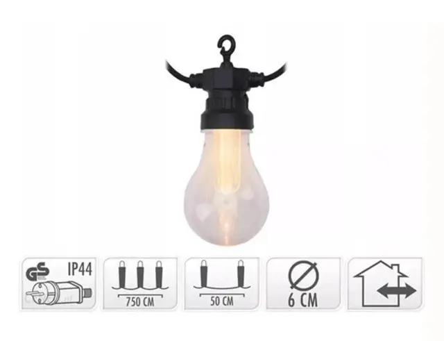 Διακοσμητικός Φωτισμός 20 LED , 7.5 Μέτρα - Θερμό Λευκό AXC100210 3