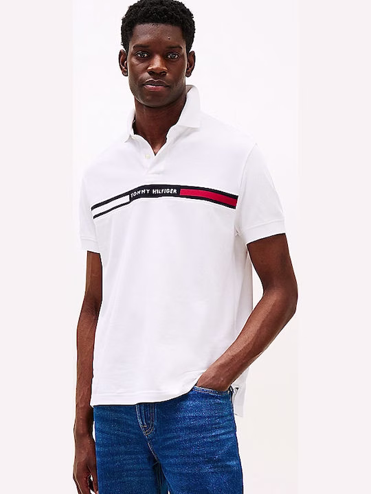 Tommy Hilfiger Ανδρική Polo Μπλούζα Λευκό Άσπρο