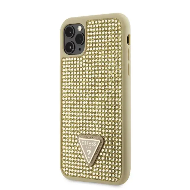 Guess® Rhinestones Triangle Metal Logo Θήκη για iPhone 11 Pro- Gold