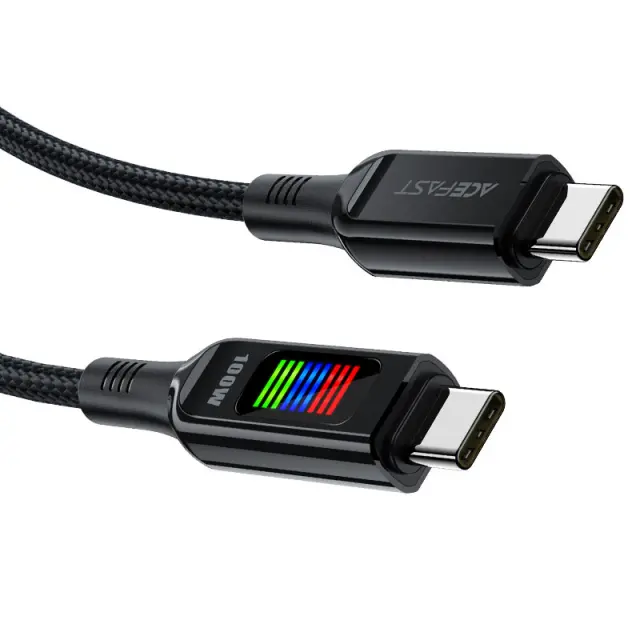 Καλώδιο Σύνδεσης Acefast C7-03 Μεταλλικό USB-C σε USB-C 100W 20V/5A με Ενδειξη Τάσης Braided Μαύρο 1.2m. 3
