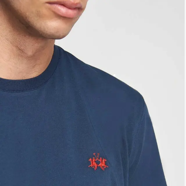 La Martina - Ανδρικό T-Shirt Regular Fit CCMR04-JS206-07017 Μπλε - 2XL 3