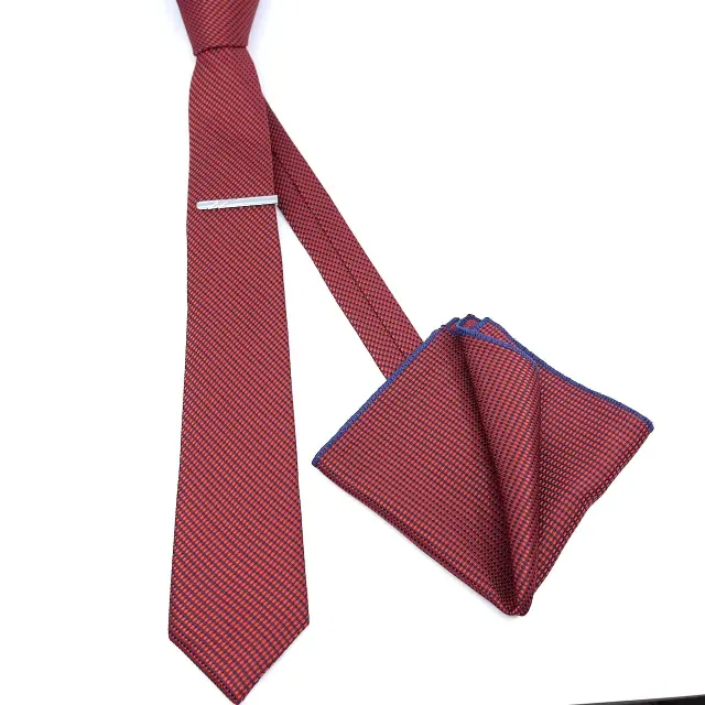 Κόκκινη Γραβάτα Microfiber Σετ με Μαντηλάκι 2