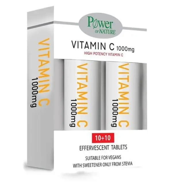 Power of Nature Vitamin C 1000mg Stevia 10s+10s ΑΝΑΒΡ.