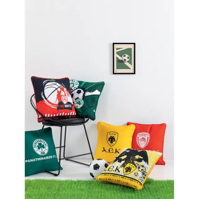 Διακοσμητική Μαξιλαροθήκη 43x43 Palamaiki AEK Yellow 100% Πολυέστερ 3