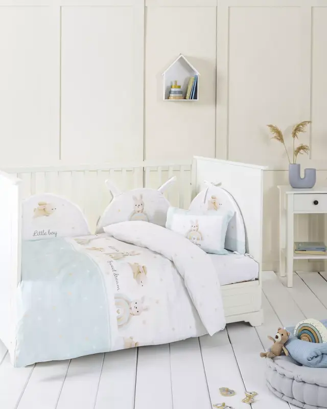 Πάντα Κούνιας 40x200 Nima Petit Bebe White-Ciel 100% βαμβακερό