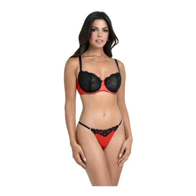 Miss Rosy Γυναικείο Σουτιέν Δαντέλα Moulin Rouge, Χρώμα Κόκκινο 3