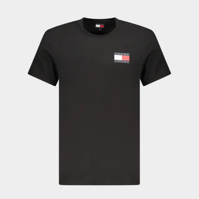 Tommy Hilfiger - Ανδρικό T-shirt Th Essential Flag Tee Regular Fit DM0DM20740-BDS Μαύρο - 2XL