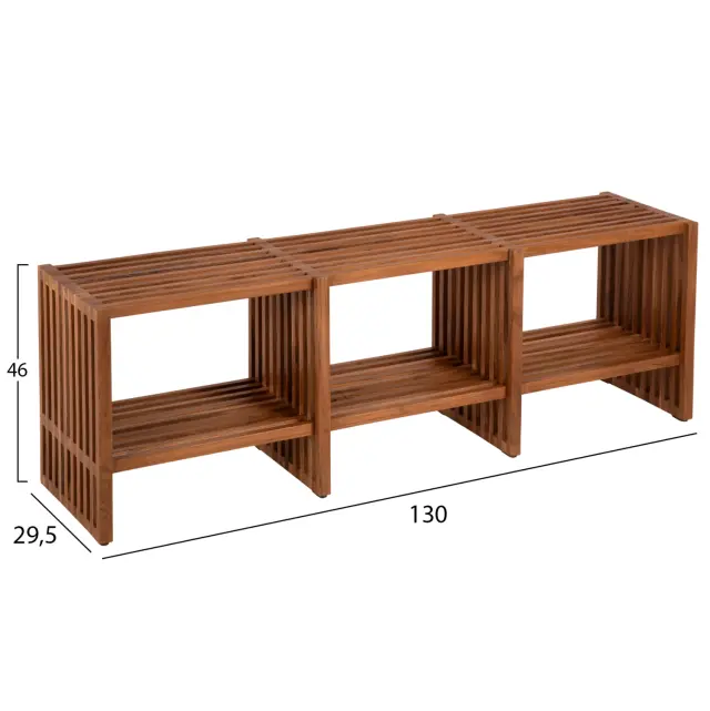 Κονσόλα TV Nya μασίφ ξύλο Teak σε φυσικό χρώμα 130x29,5x46 εκ. 2