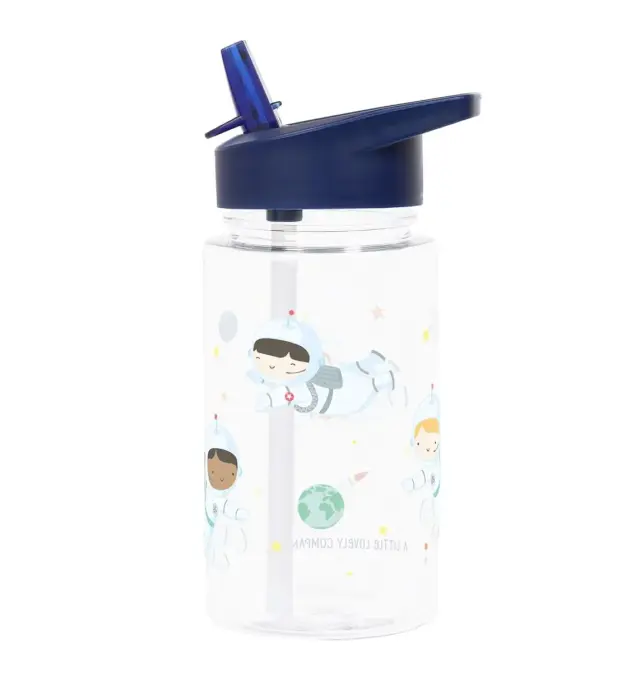 A Little Lovely Company Πλαστικό Παγούρι με Καλαμάκι Astronauts 450ml