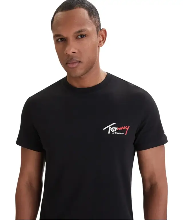 Tommy Hilfiger - Ανδρικό T-shirt Tjw Sign Slim Fit DM0DM22538-BDS Μαύρο 3