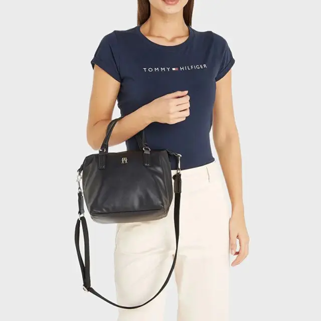 Tommy Hilfiger - Γυναικεία Τσάντα Χειρός Poppy Plus Small Tote AW0AW15592-BDS Μαύρο 2