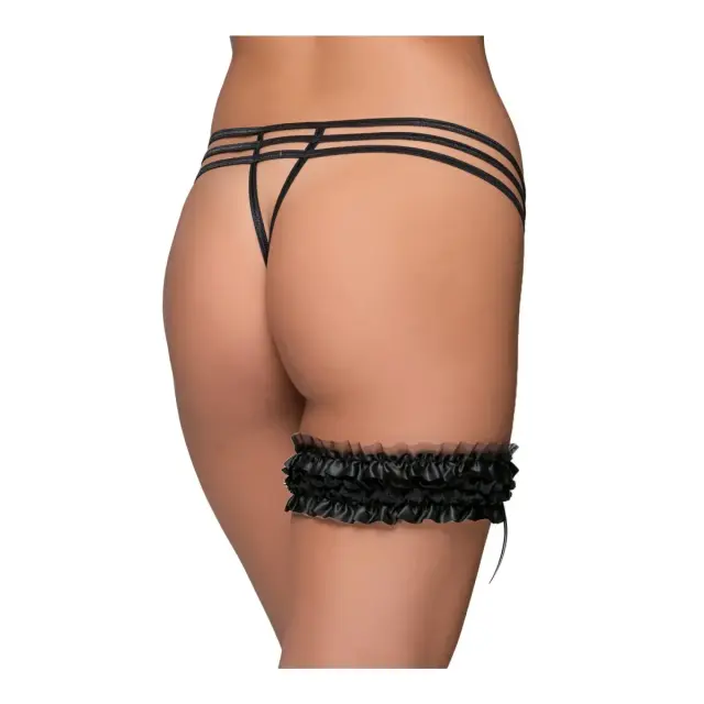 Milena Γυναικείο G-String Δαντέλενιο Τρία Λάστιχα, Χρώμα Μαύρο - M 3