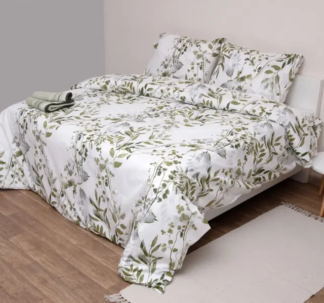 Σετ Σεντόνια 120x200+25 Ημίδιπλα Fresh Viopros Ολιβ Λευκό 100% βαμβακερόΜε Λάστιχο