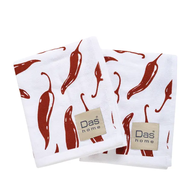 Πετσέτες Κουζίνας Σετ 2 Τεμ 40x60 Das Home 0736 White-Bordeaux 100% βαμβακερό