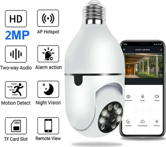 Πανοραμική Wifi IP Κάμερα-Λάμπα E27 2MP HD με αισθητήρα κίνησης & night vision - JT8177 2