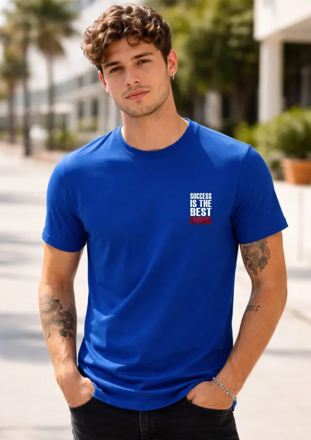 T-shirt Noshame® Μπλε με τύπωμα Success is the best revenge - 152613 - XXL 2