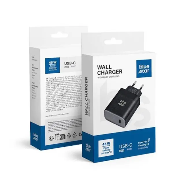 Φορτιστής BLUE STAR travel charger Type C PD QC4.0 3A TFB-TC-45W black