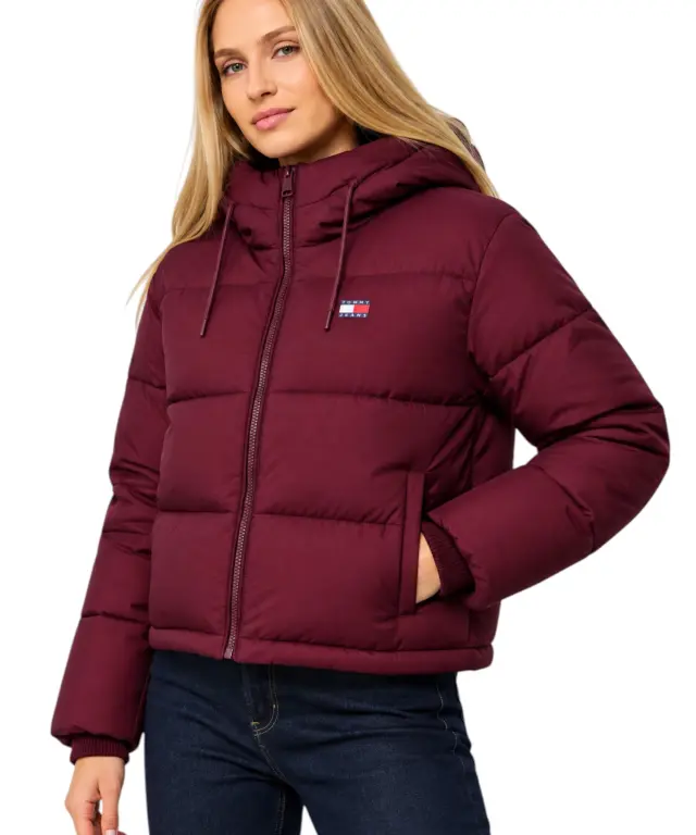 Tommy Hilfiger - Γυναικείο Αδιάβροχο Μπουφάν Πουπουλένιο Ripstop Hooded Puffer Regular Fit DW0DW21625-V11 Μπορντό 2