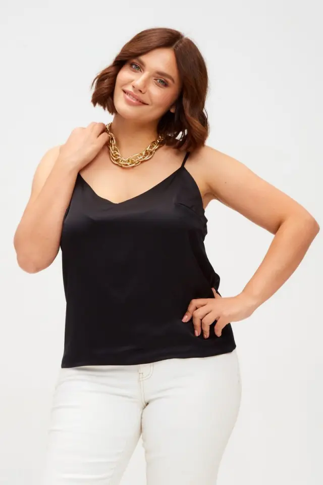 Plus size σατέν τοπ