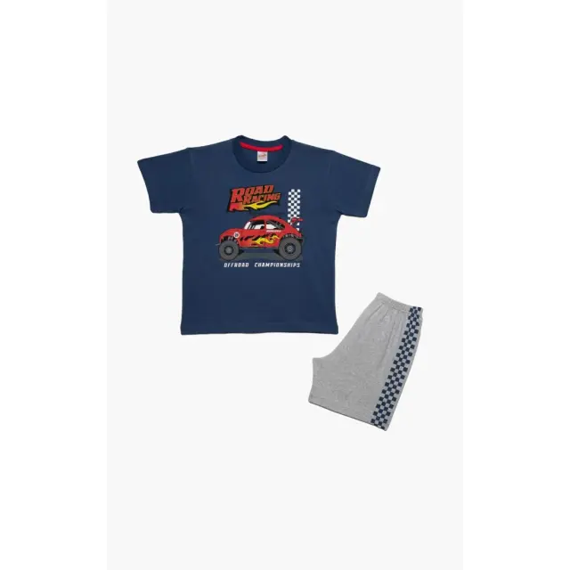 Πυτζάμα Παιδική Καλοκαιρινή Minerva Off Road Μπλε Ραφ No10 61955-107