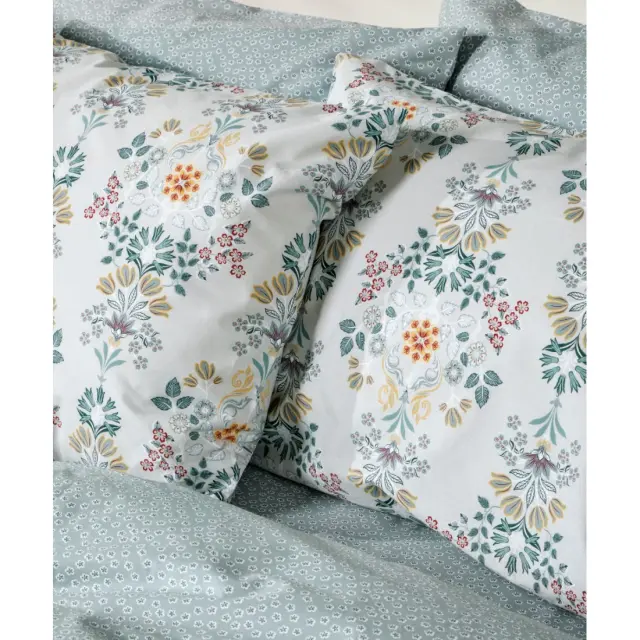 Σετ Σεντόνια Υπέρδιπλα 4 Τεμαχίων Kentia Marita Light Blue-Sage Green-Yellow Red-White 240x270 3