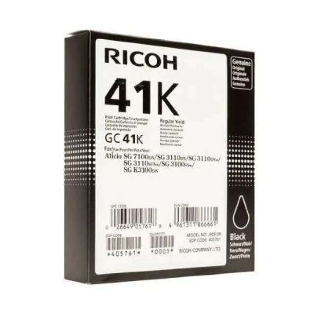 Ricoh GC41K Γνήσιο Μελάνι Εκτυπωτή InkJet Μαύρο (405761)