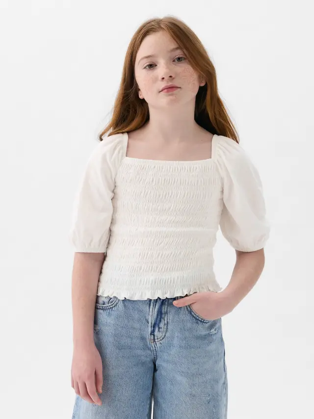 Άσπρο Παιδικό Smocked Τοπ new off white
