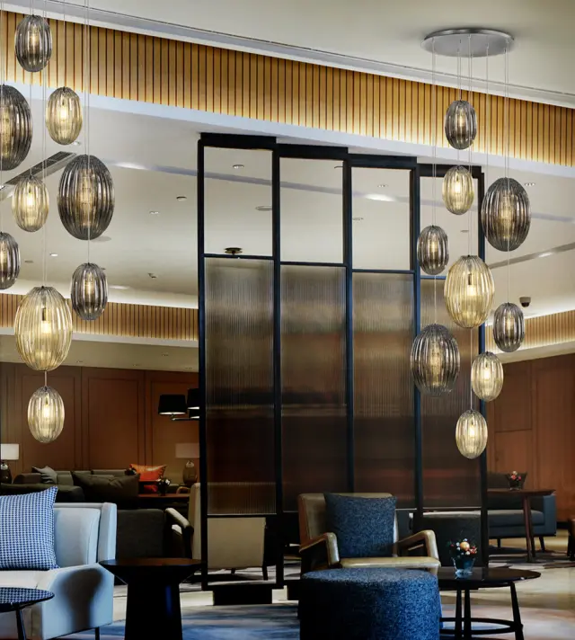 Κρεμαστό Φωτιστικό Οροφής Ovila 752367D 9L Smoke/Cognac Dimmable Χρώμιο 2