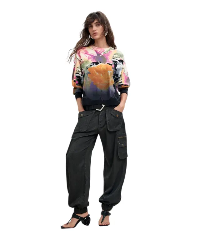 Desigual - Γυναικείο Πλεκτό Πουλóβερ Rose Degrade Jersey Lacroix 26WWJF49-2000 Φλοράλ 2
