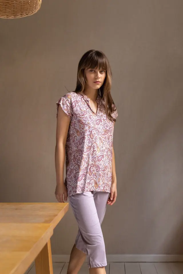 S1243 - Type - PYJAMA CAPRI VIOLETE PAISLEY - M