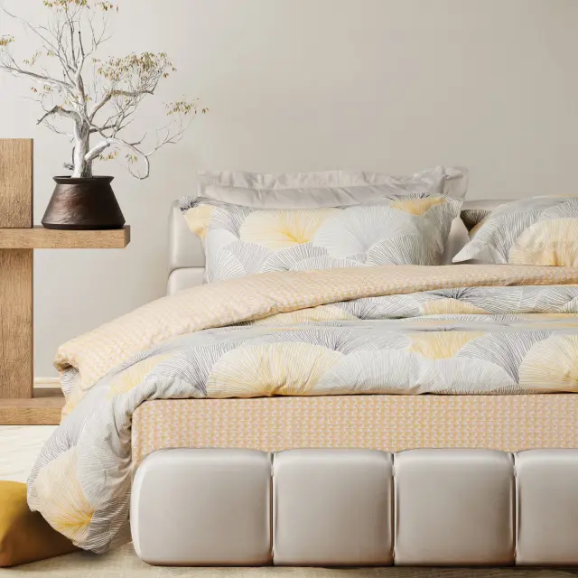 Σετ Παπλωματοθήκη 220x240 Υπέρδιπλη Happy Das Home 9685 Grey-Ochre 100% βαμβακερό