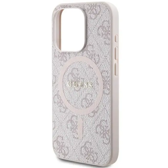Guess 4g Collection Leather Metal Logo Magsafe Back Cover Πλαστικό Ροζ (iPhone 13 Pro Max)