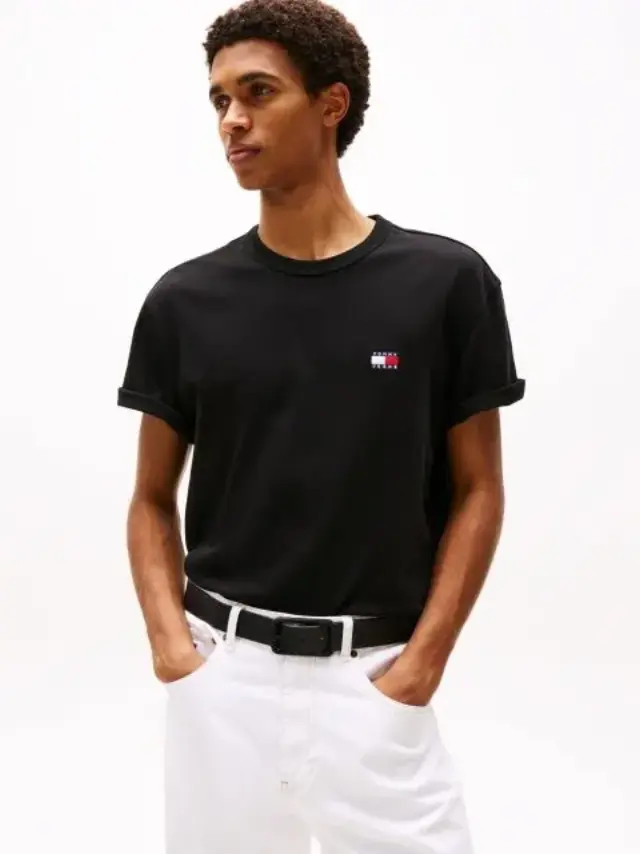 Tommy Hilfiger - Ανδρικό T-shirt Badge Regular Fit DM0DM20322-BDS Μαύρο - S 3