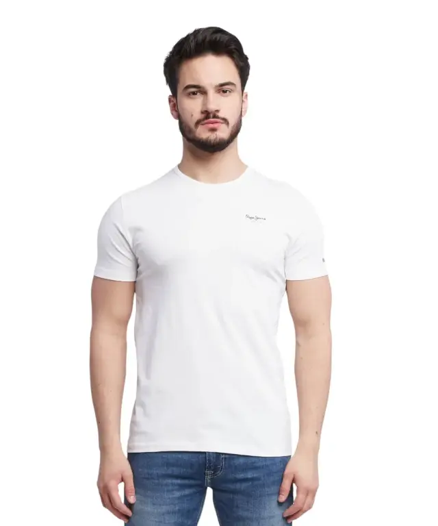 Pepe Jeans - Ανδρικό T-shirt Original Basic 3 N Slim Fit PM508212-800 Λευκό