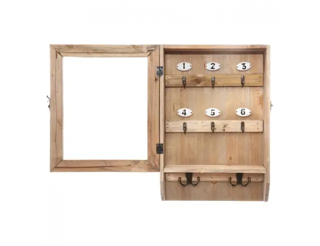 Ξύλινη Επιτοίχια Κλειδοθήκη Atmosphera Ornella Key Box με 6 θέσεις, 2 γάντζους και διαστάσεις 38x8x26.4cm 167027 2