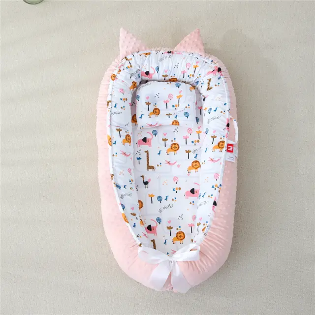 Βρεφική Φωλιά 53x88 Με Μαξιλάρι 18x23 Beauty Home Art 5345 Ροζ 100% βαμβακερό
