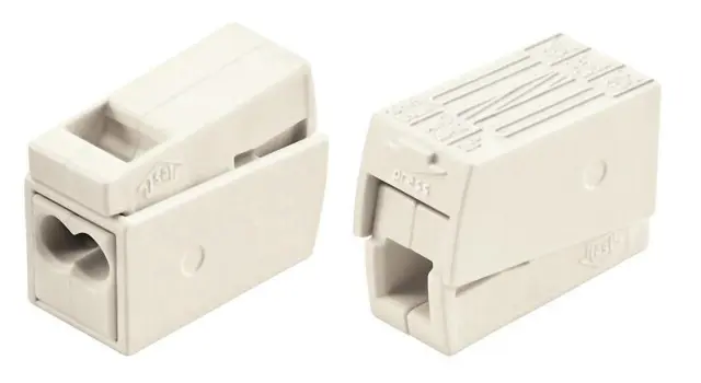 2-conductor lighting connector; push-button on lighting side